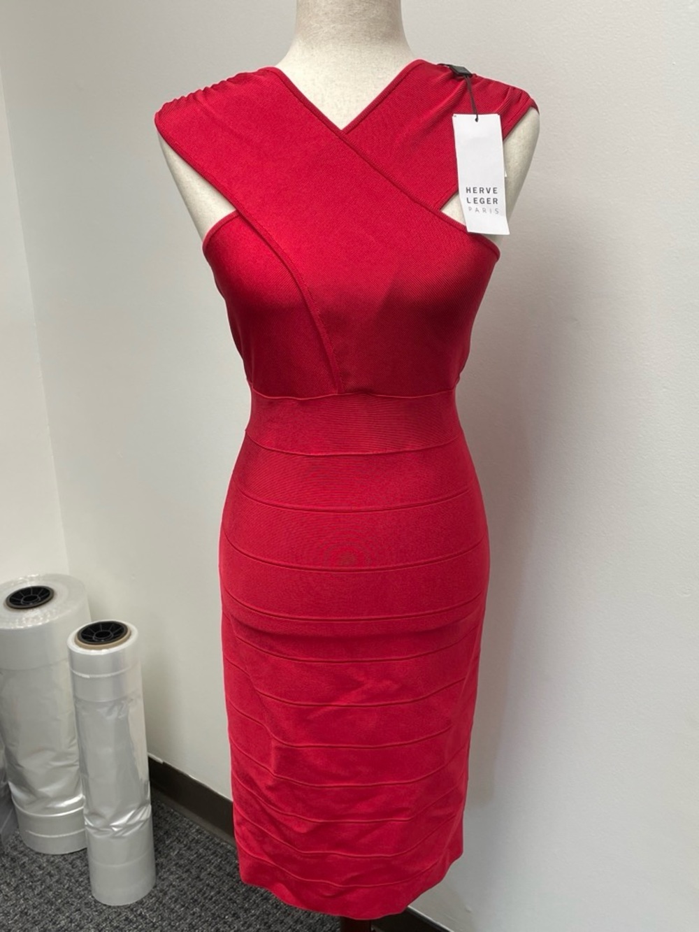 Herve Leger Red Bodycon Bandage Dress NWT
